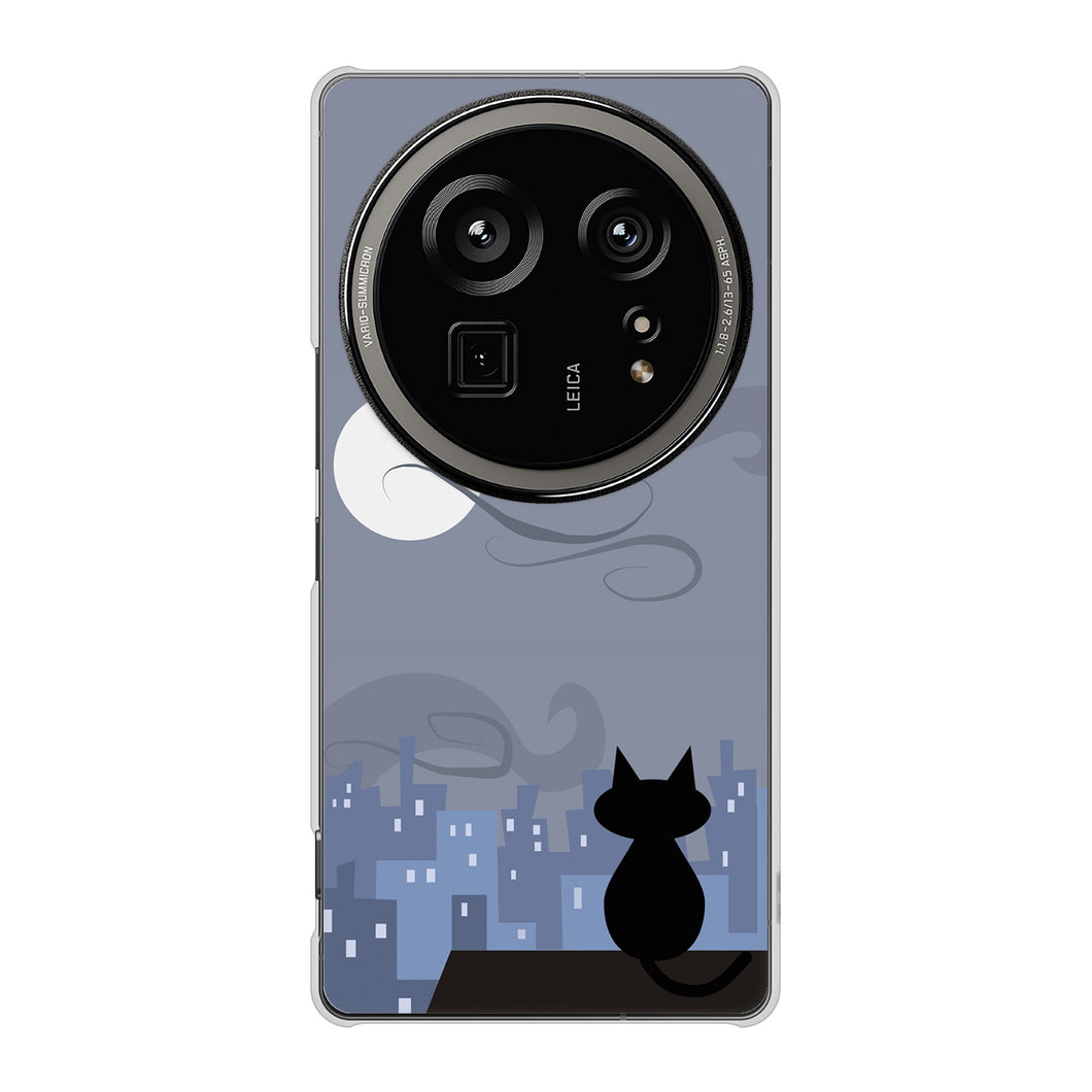 AQUOS R9 pro SH-54E docomo 高画質仕上げ 背面印刷 ハードケース夜とネコ