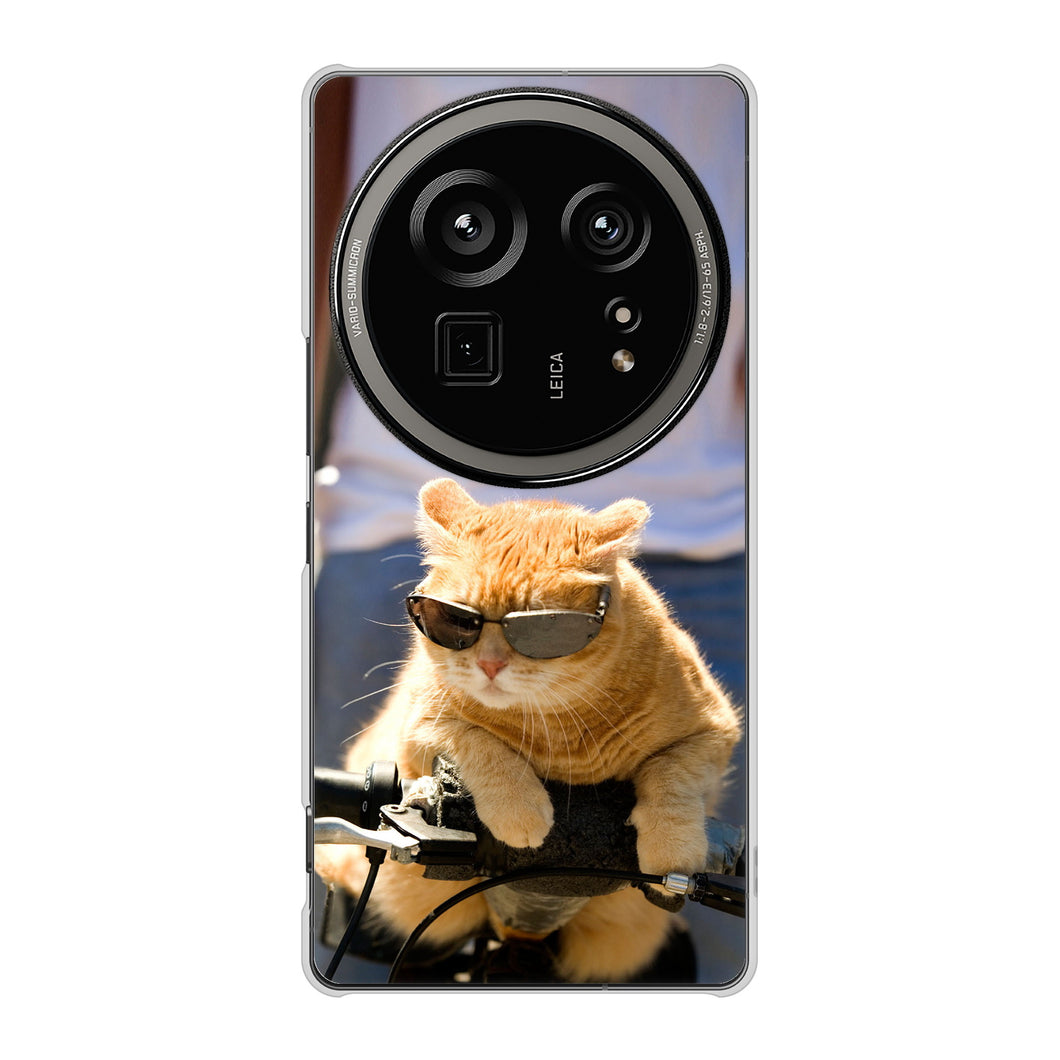 AQUOS R9 pro SH-54E docomo 高画質仕上げ 背面印刷 ハードケース 【595 にゃんとサイクル】