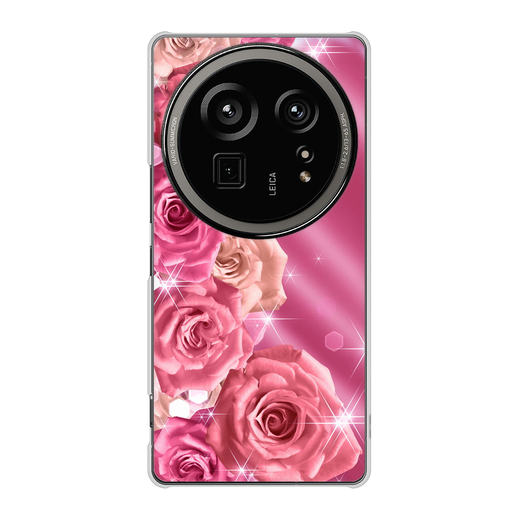 AQUOS R9 pro SH-54E docomo 高画質仕上げ 背面印刷 ハードケース 【1182 ピンクの薔薇に誘われて】