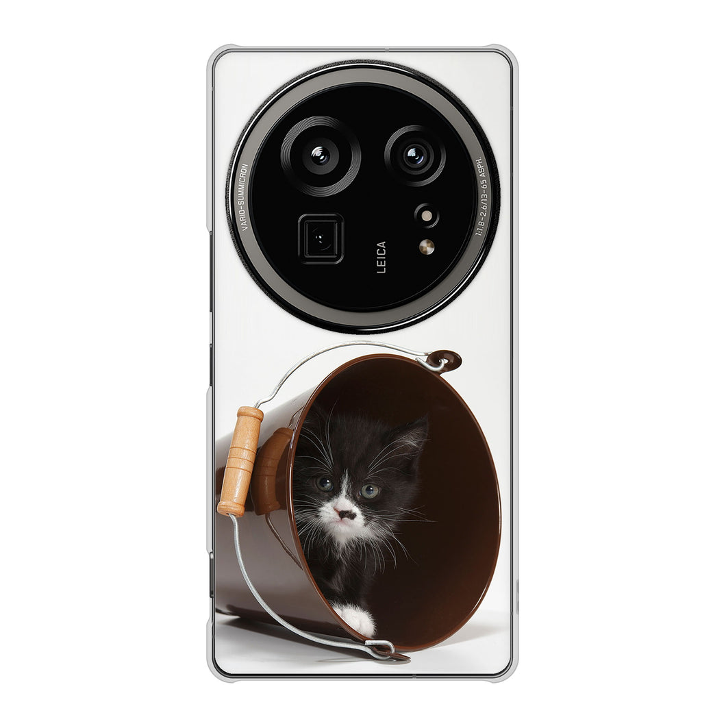 AQUOS R9 pro SH-54E docomo 高画質仕上げ 背面印刷 ハードケース 【VA800 ネコとバケツ】