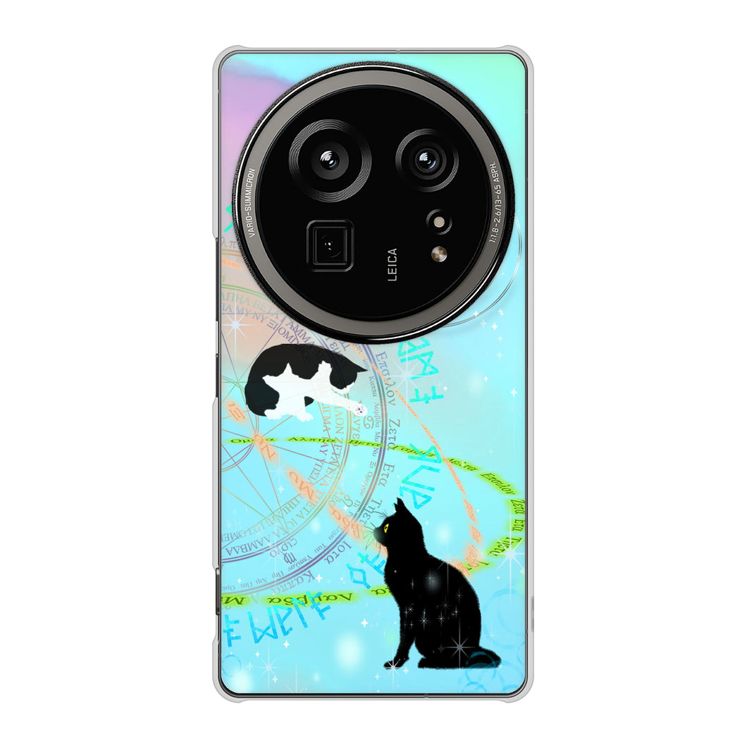 AQUOS R9 pro SH-54E docomo 高画質仕上げ 背面印刷 ハードケース魔法陣猫