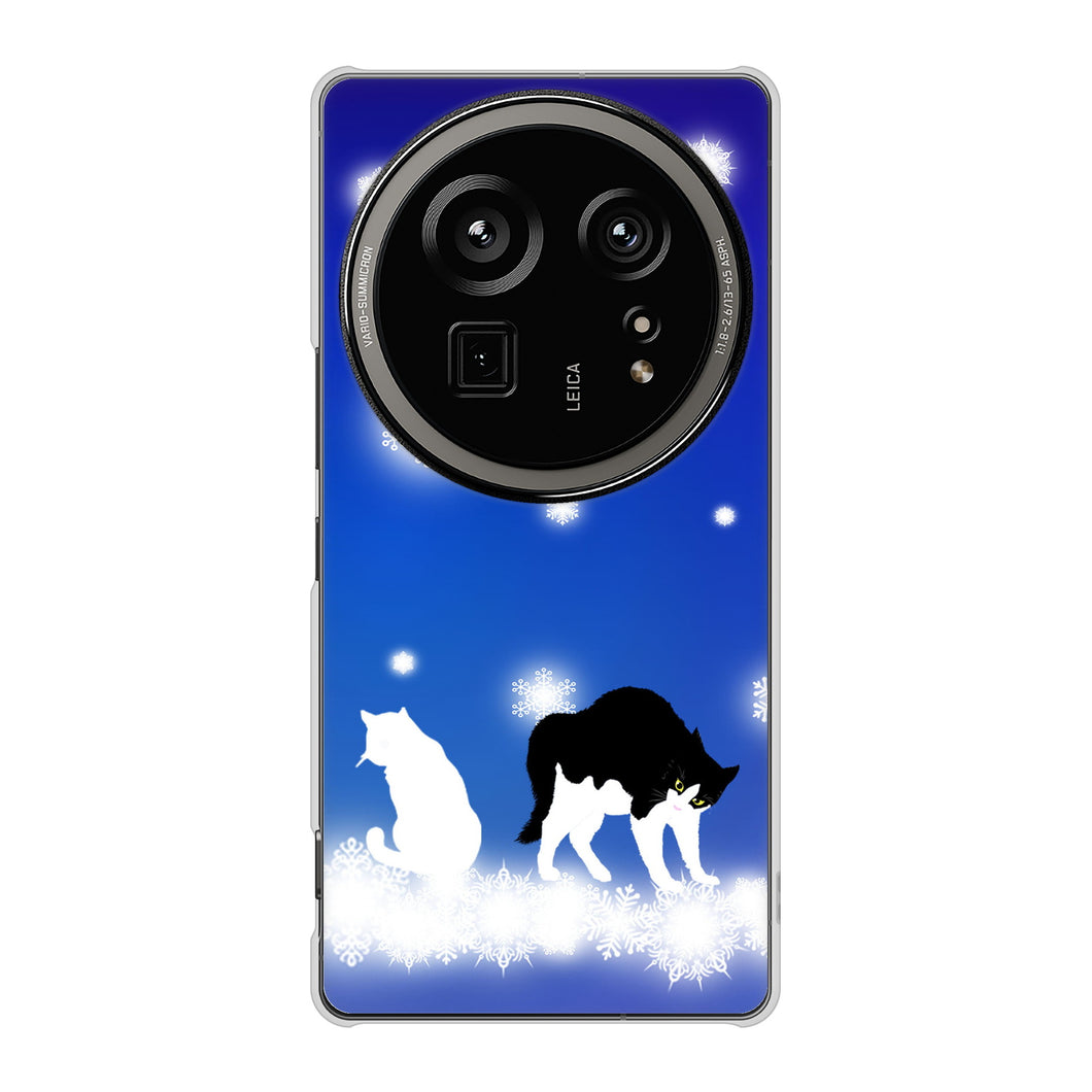 AQUOS R9 pro SH-54E docomo 高画質仕上げ 背面印刷 ハードケース 【YJ335 雪の結晶 はちわれ】