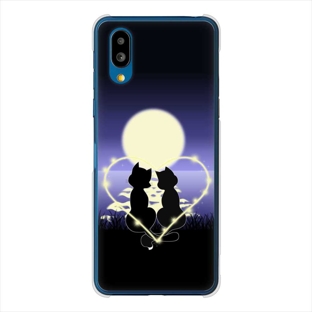 BASIO active SHG09 au 高画質仕上げ 背面印刷 ハードケース夜とネコ