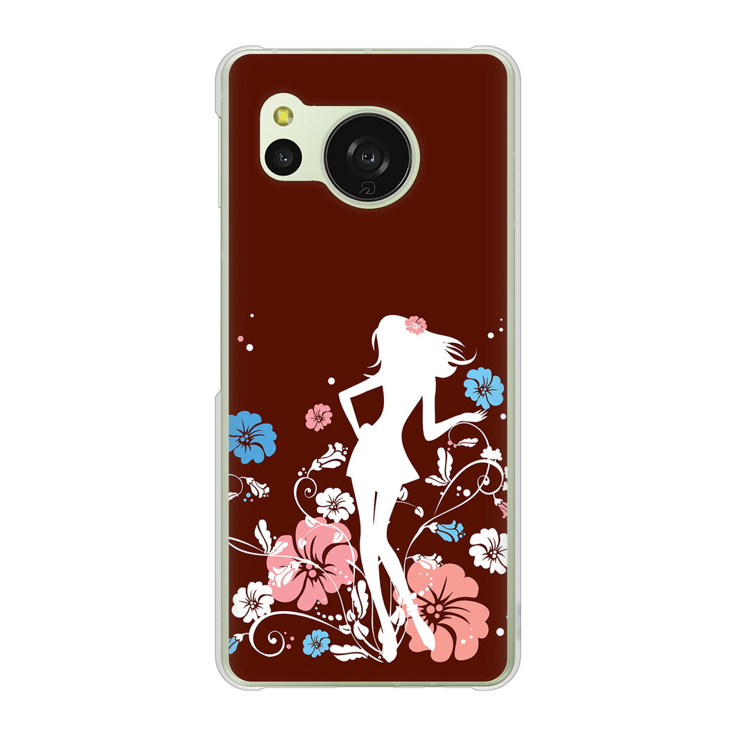 AQUOS sense8 SHG11 au 高画質仕上げ 背面印刷 ハードケース 【110 ハイビスカスと少女】