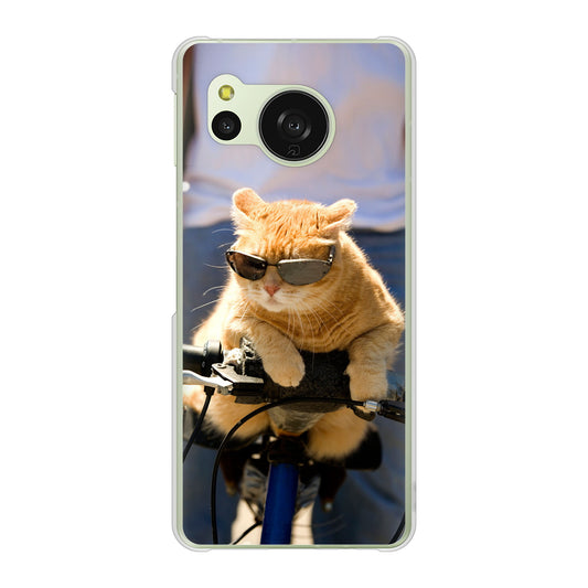 AQUOS sense8 SHG11 au 高画質仕上げ 背面印刷 ハードケース 【595 にゃんとサイクル】