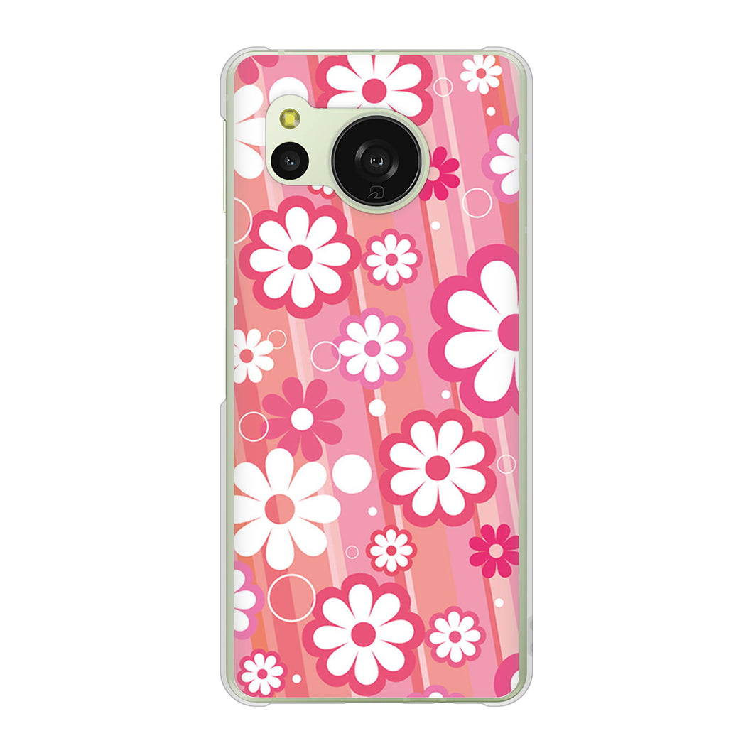 AQUOS sense8 SHG11 au 高画質仕上げ 背面印刷 ハードケース 【751 マーガレット(ピンク系)】