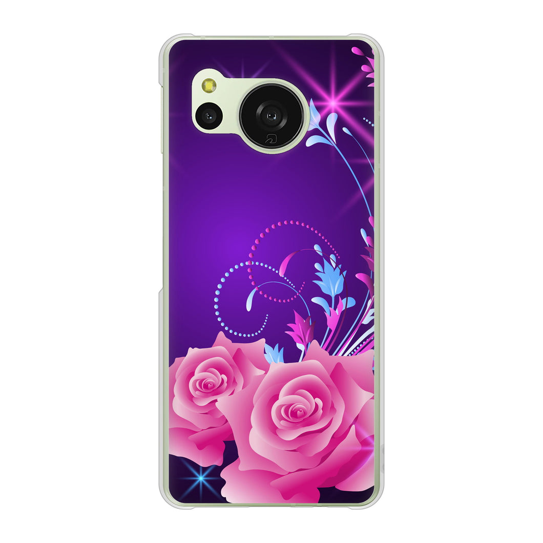 AQUOS sense8 SHG11 au 高画質仕上げ 背面印刷 ハードケースロマンチックなバラ
