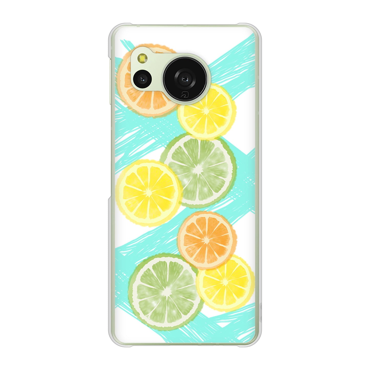 AQUOS sense8 SHG11 au 高画質仕上げ 背面印刷 ハードケース 【YJ183 オレンジライム】