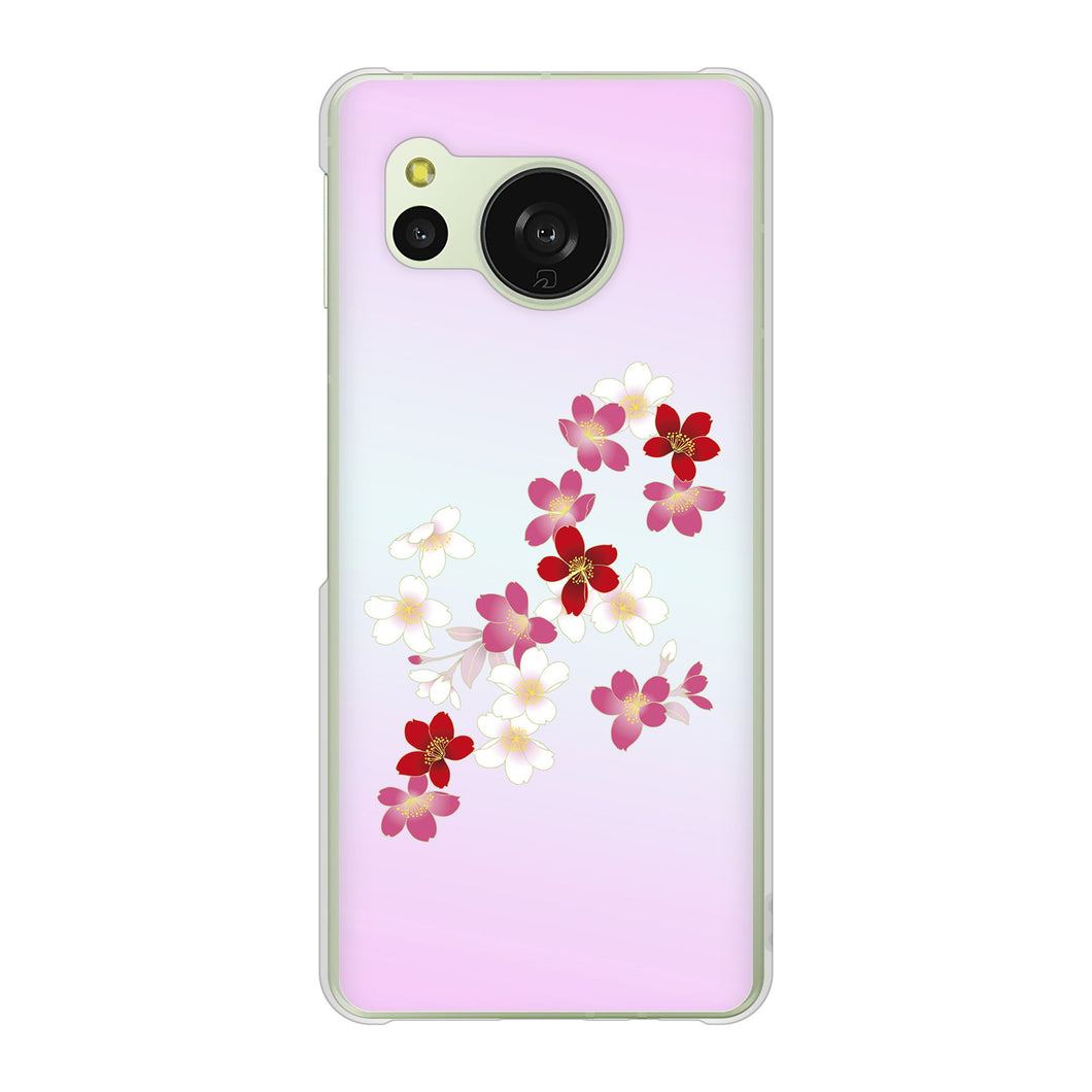 AQUOS sense8 SHG11 au 高画質仕上げ 背面印刷 ハードケース和花柄