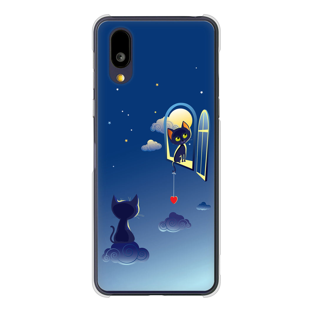 BASIO active2 SHG12 au 高画質仕上げ 背面印刷 ハードケース夜とネコ