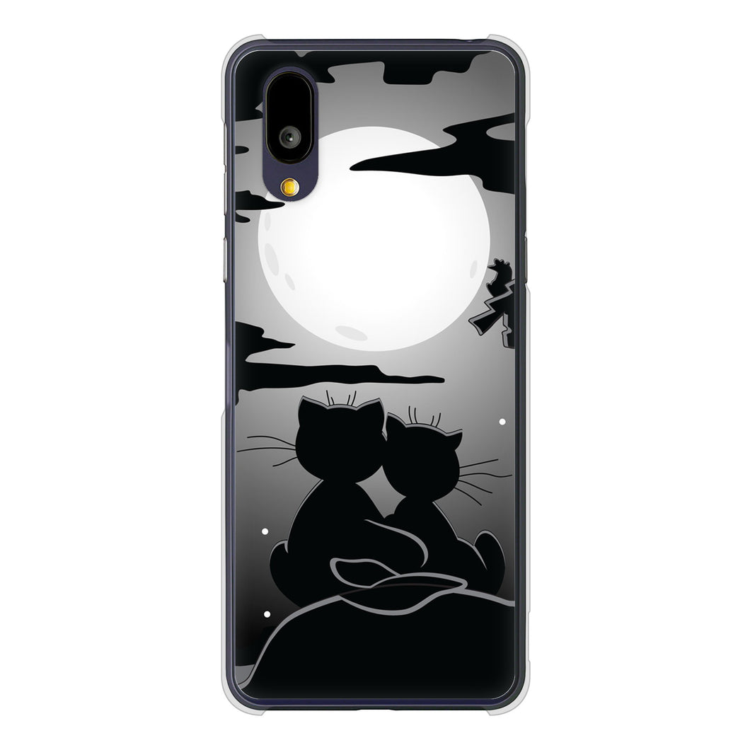 BASIO active2 SHG12 au 高画質仕上げ 背面印刷 ハードケース夜とネコ