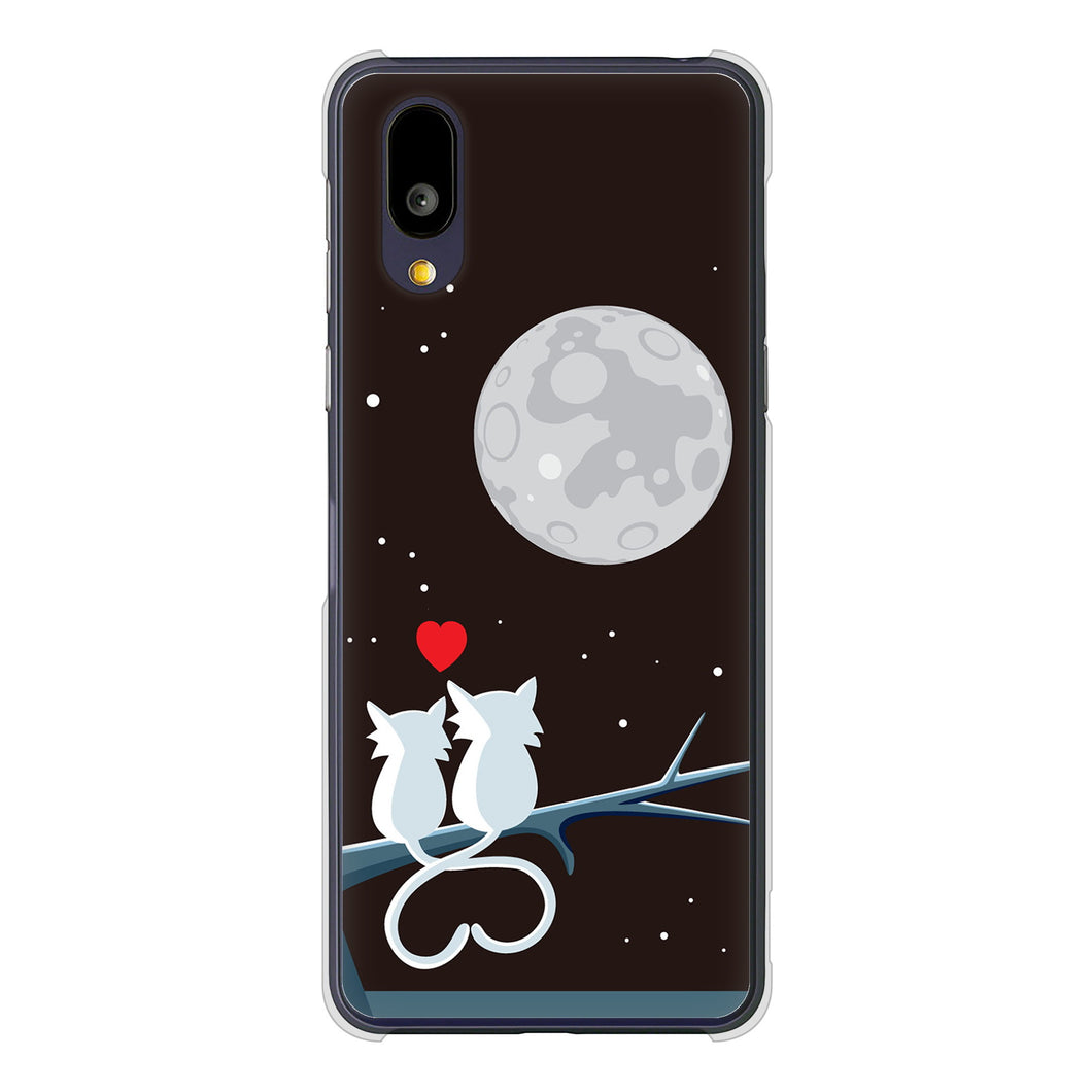 BASIO active2 SHG12 au 高画質仕上げ 背面印刷 ハードケース夜とネコ