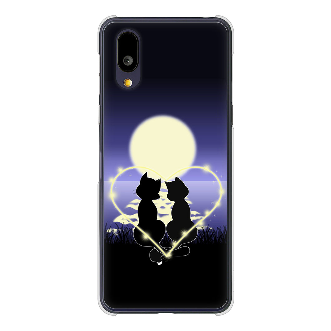 BASIO active2 SHG12 au 高画質仕上げ 背面印刷 ハードケース夜とネコ