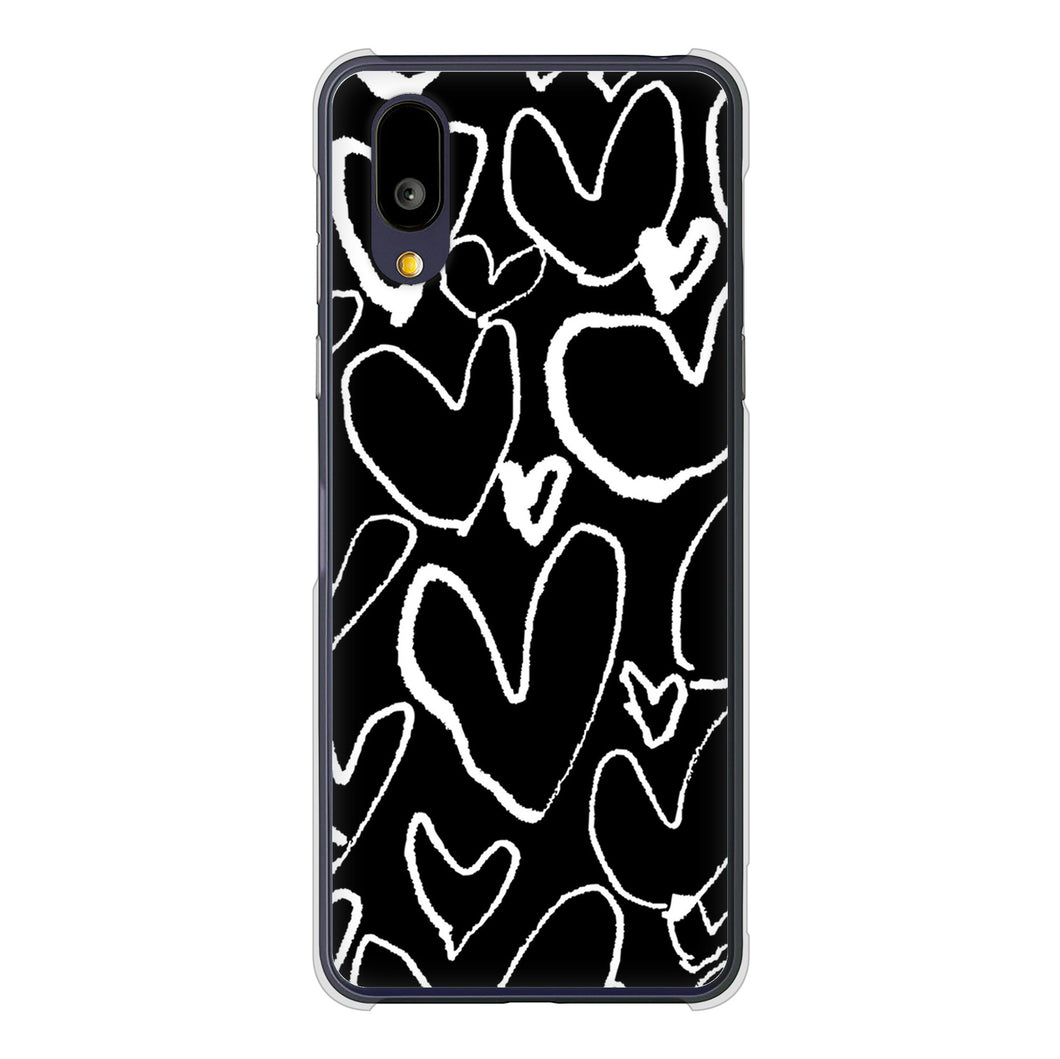 BASIO active2 SHG12 au 高画質仕上げ 背面印刷 ハードケース 【1124 ハート BK&WH】