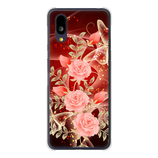 BASIO active2 SHG12 au 高画質仕上げ 背面印刷 ハードケース 【VA824 魅惑の蝶とピンクのバラ】