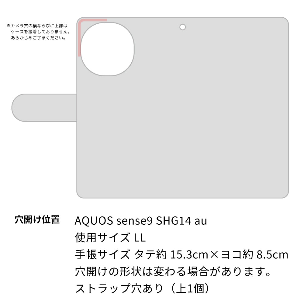 AQUOS sense9 SHG14 au 高画質仕上げ プリント手帳型ケース ( 通常型 ) 【1112 音符とじゃれるネコ2】