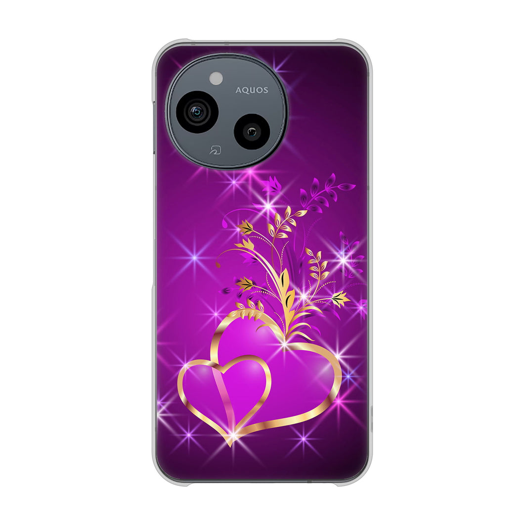 AQUOS sense9 SHG14 au 高画質仕上げ 背面印刷 ハードケースきらめきハート