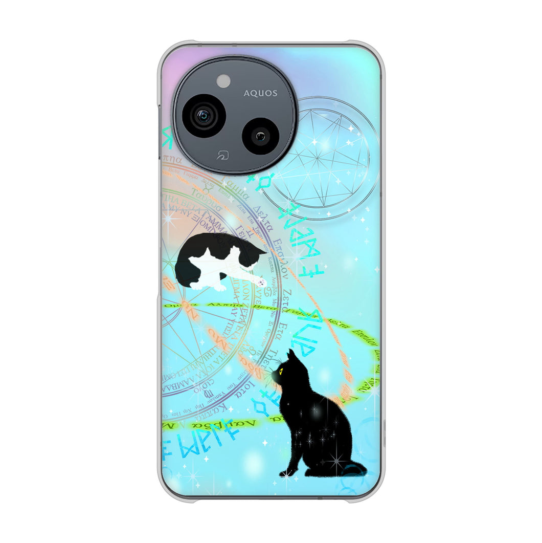 AQUOS sense9 SHG14 au 高画質仕上げ 背面印刷 ハードケース魔法陣猫