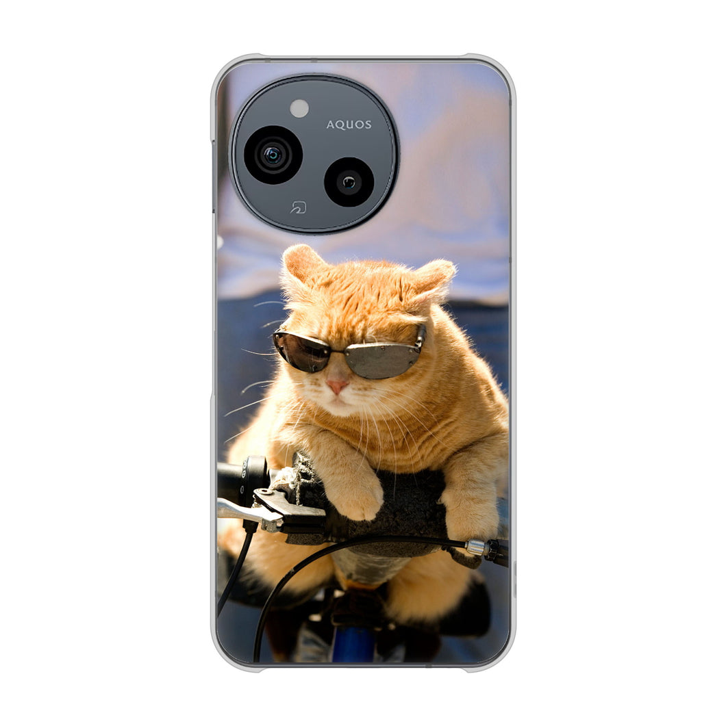 AQUOS sense10 SHG15 au 高画質仕上げ 背面印刷 ハードケース 【595 にゃんとサイクル】