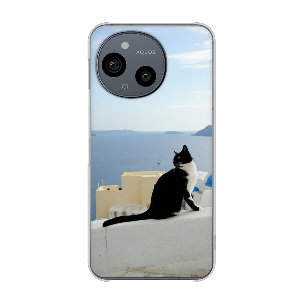 AQUOS sense10 SHG15 au 高画質仕上げ 背面印刷 ハードケース 【VA805 ネコと地中海】
