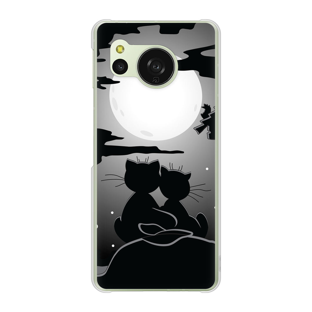 AQUOS sense8 SH-M26 高画質仕上げ 背面印刷 ハードケース夜とネコ