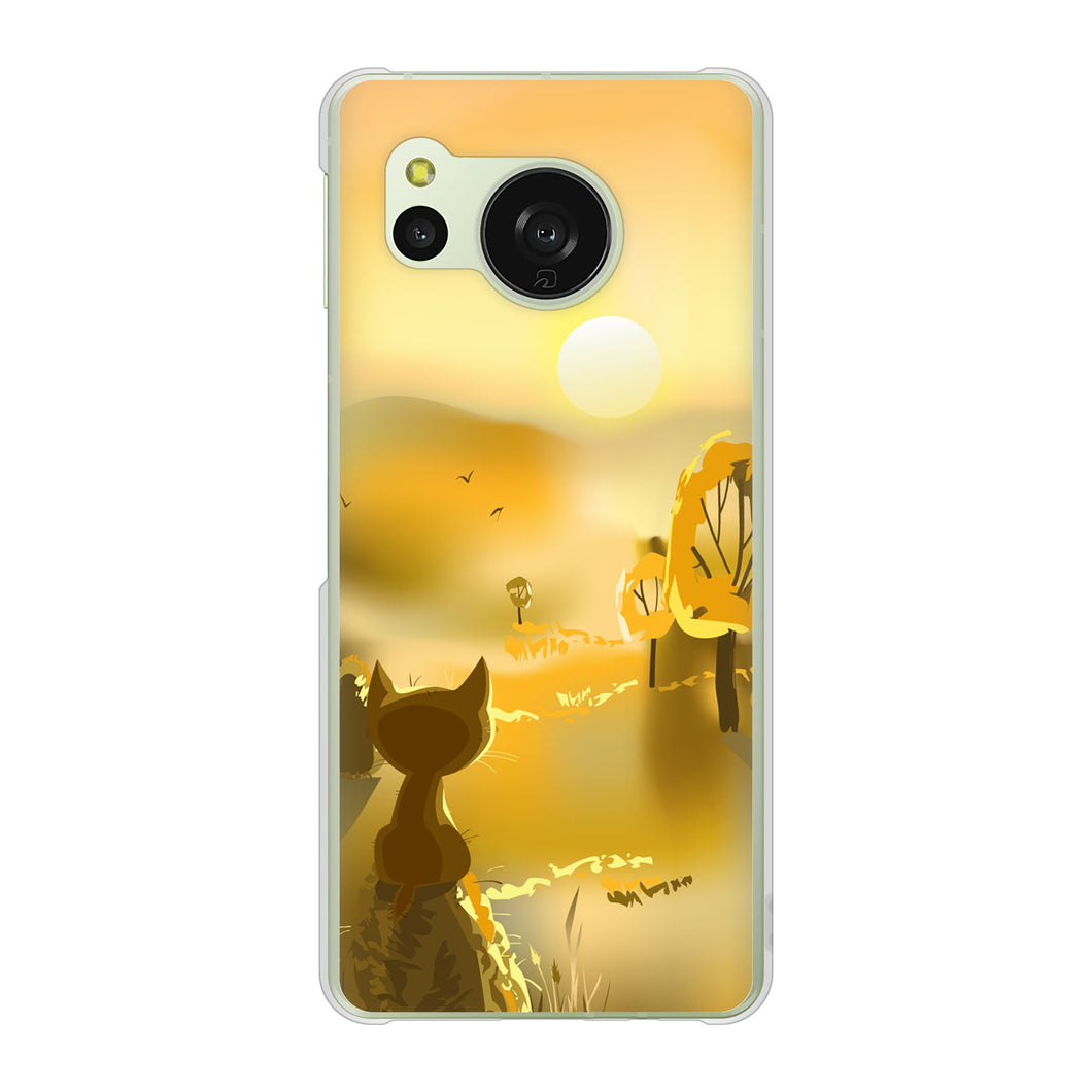 AQUOS sense8 SH-M26 高画質仕上げ 背面印刷 ハードケース 【400 たそがれの猫】