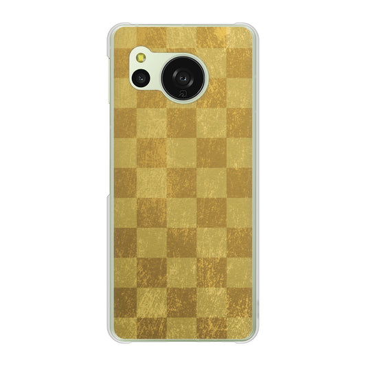 AQUOS sense8 SH-M26 高画質仕上げ 背面印刷 ハードケース 【619 市松模様-金(骨董風に傷んだイメージ)】