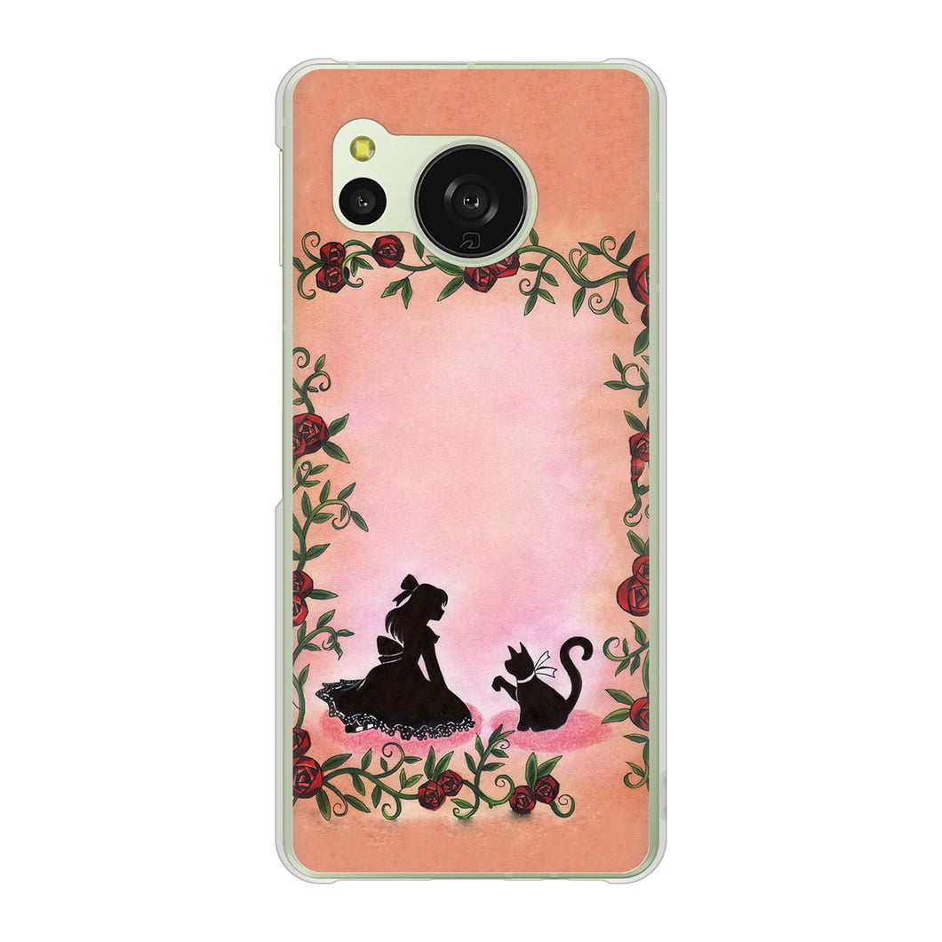 AQUOS sense8 SH-M26 高画質仕上げ 背面印刷 ハードケースお姫様とネコ