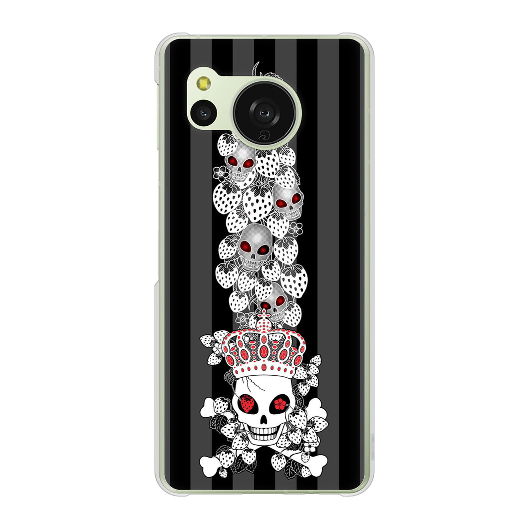 AQUOS sense8 SH-M26 高画質仕上げ 背面印刷 ハードケースむかいあぐる 苺骸骨王冠蔦