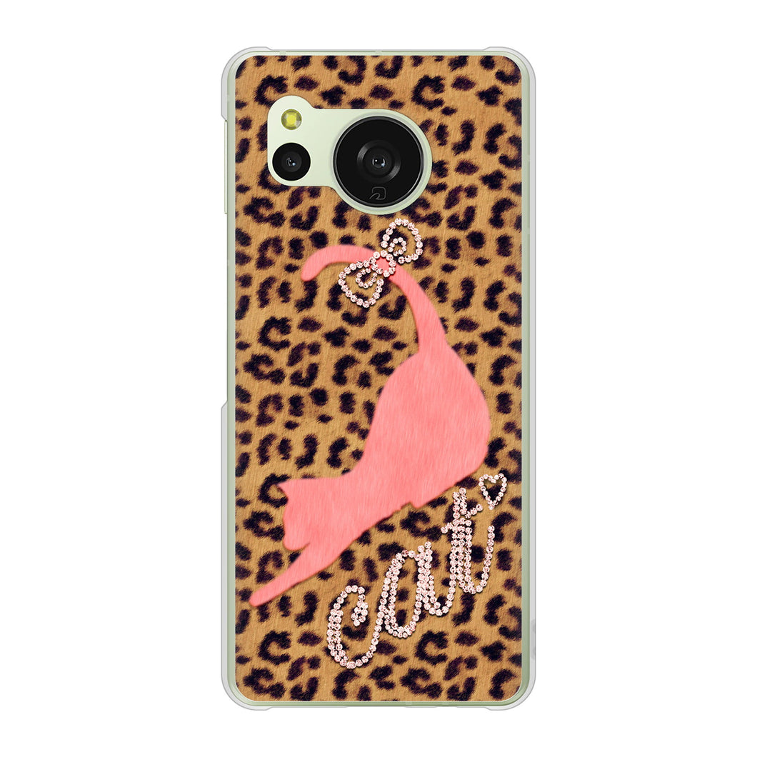 AQUOS sense8 SH-M26 高画質仕上げ 背面印刷 ハードケース 【KG801 キャットレオパード(ブラウン)】