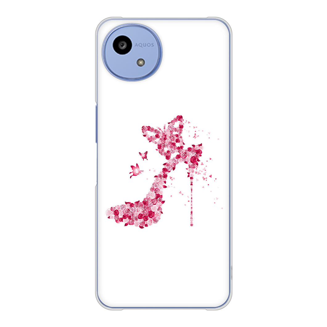 AQUOS wish5 SH-M32 高画質仕上げ 背面印刷 ハードケース 【387 薔薇のハイヒール】