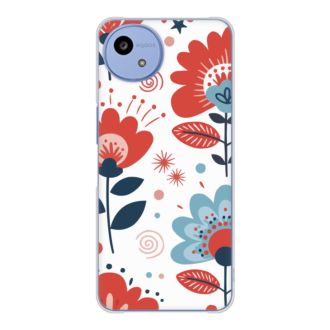 AQUOS wish5 SH-M32 高画質仕上げ 背面印刷 ハードケース北欧風花柄