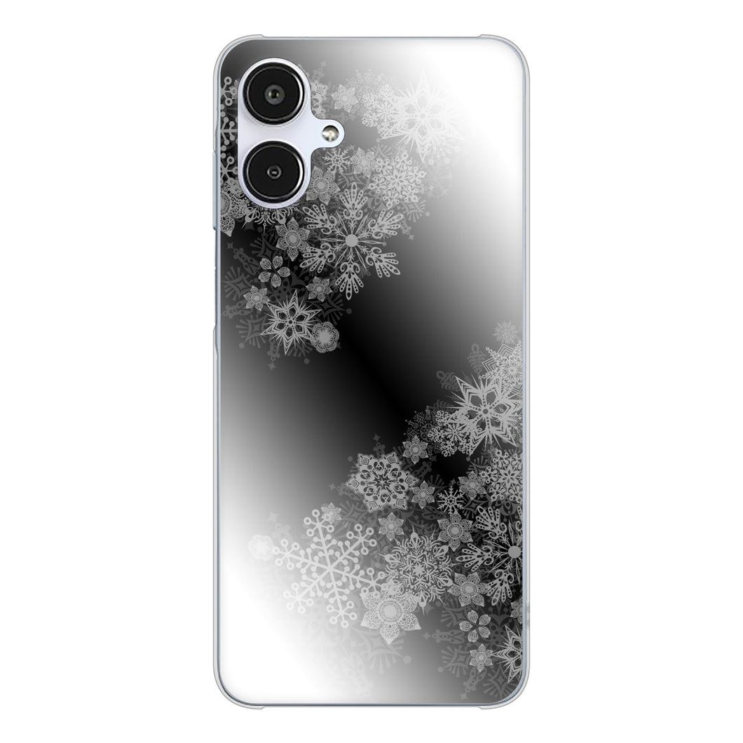 Galaxy A25 5G SM-A253Z SoftBank 高画質仕上げ 背面印刷 ハードケース 【YJ340 モノトーン 雪の結晶 】