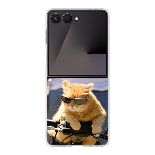 Galaxy Z Flip7 SM-F766Z SoftBank 高画質仕上げ 背面印刷 ハードケース 【595 にゃんとサイクル】