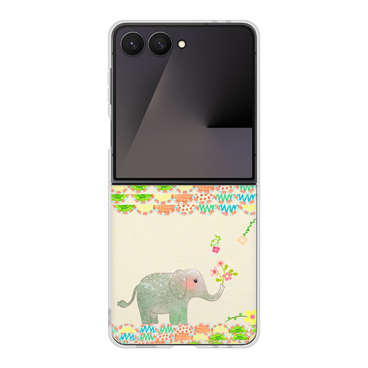 Galaxy Z Flip7 SM-F766Z SoftBank 高画質仕上げ 背面印刷 ハードケース 【1039 お散歩ゾウさん】