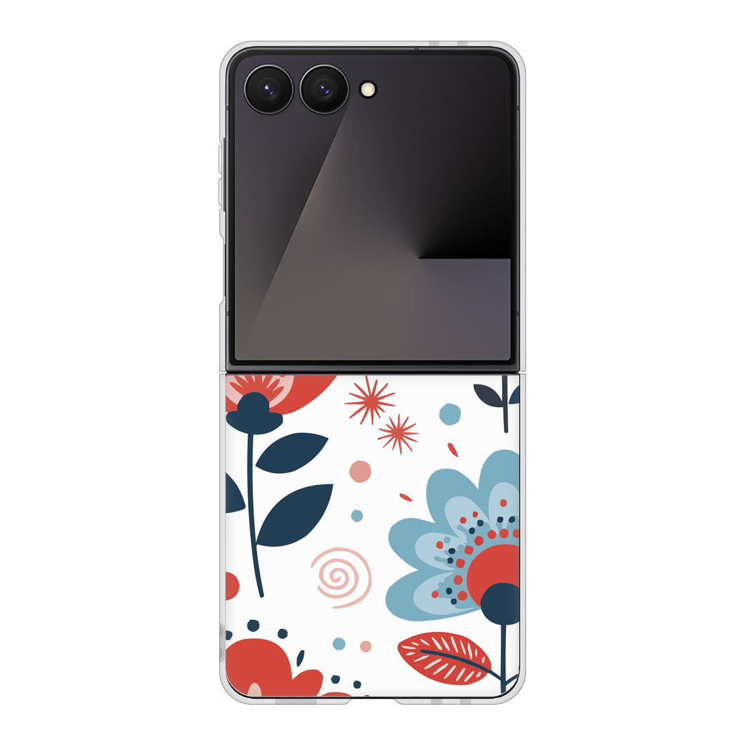 Galaxy Z Flip7 SM-F766Z SoftBank 高画質仕上げ 背面印刷 ハードケース北欧風花柄