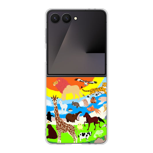 Galaxy Z Flip7 SM-F766Z SoftBank 高画質仕上げ 背面印刷 ハードケース 【YJ201 アニマルプラネット】