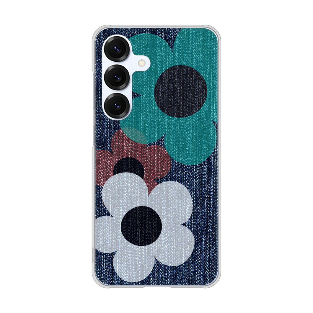Galaxy S25 SM-S931Z SoftBank 高画質仕上げ 背面印刷 ハードケース 【EK869 ルーズフラワーinデニム風】