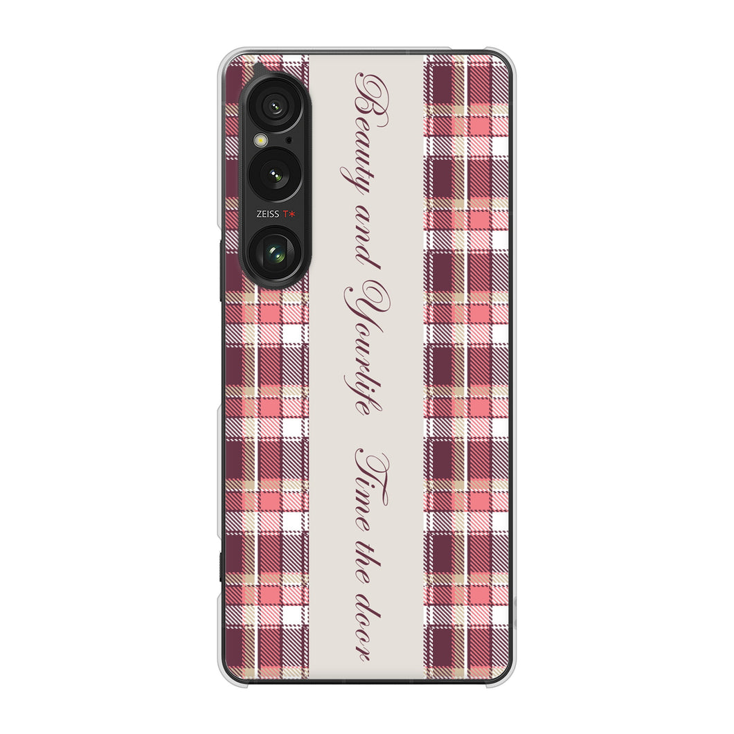 Xperia 1 VI SO-51E docomo 高画質仕上げ 背面印刷 ハードケースピンクチェック