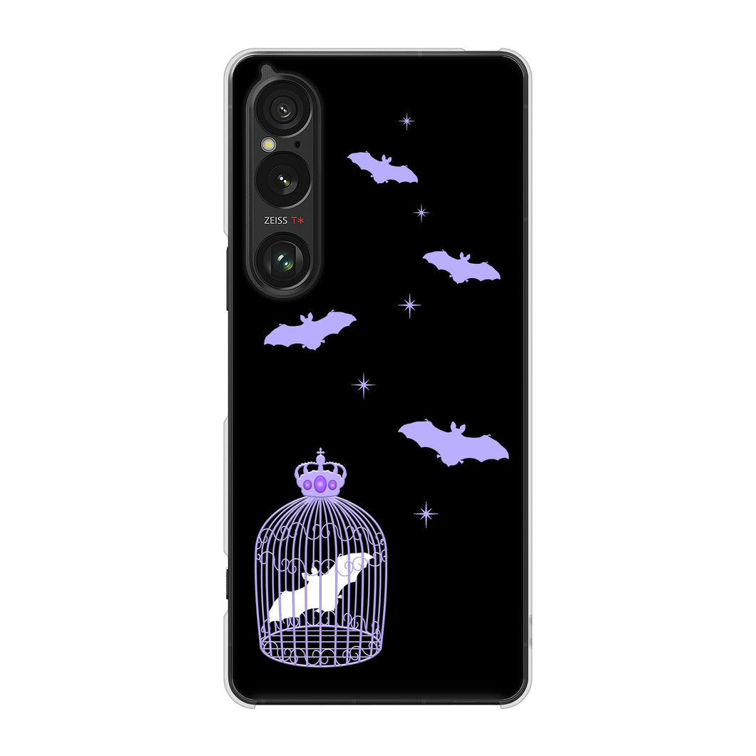Xperia 1 VI SO-51E docomo 高画質仕上げ 背面印刷 ハードケースむかいあぐる こうもりの王冠鳥かご