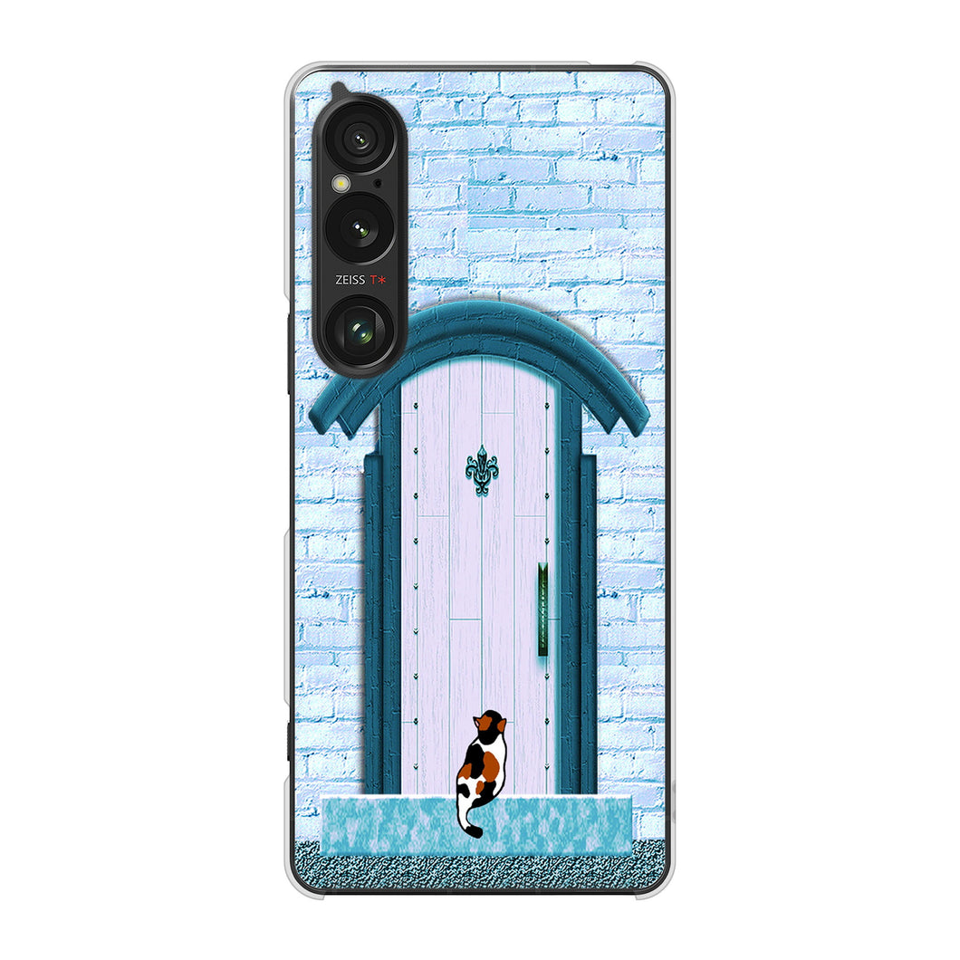 Xperia 1 VI SO-51E docomo 高画質仕上げ 背面印刷 ハードケース猫とドア