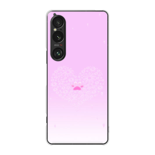 Xperia 1 VI SO-51E docomo 高画質仕上げ 背面印刷 ハードケースハートと肉球