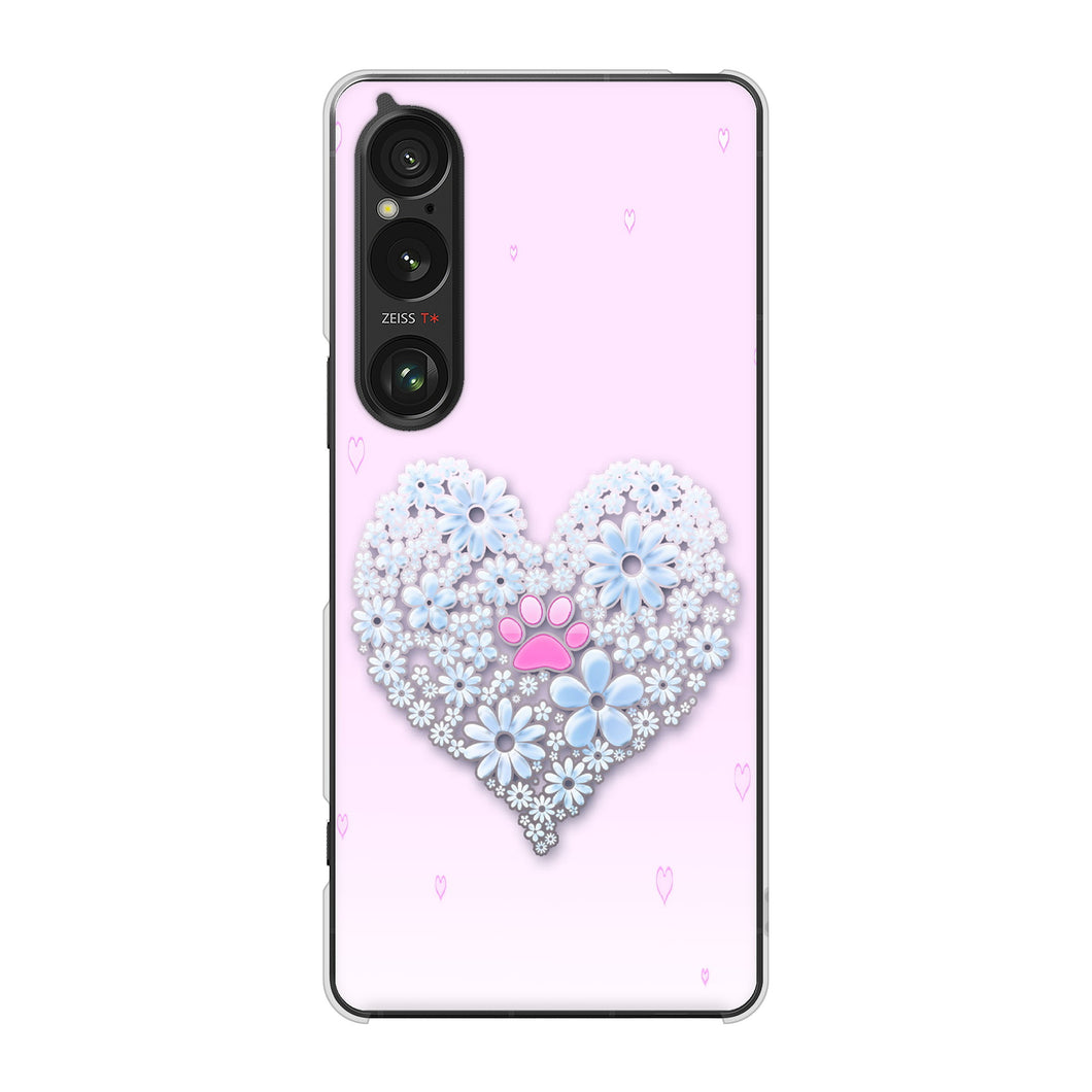 Xperia 1 VI SO-51E docomo 高画質仕上げ 背面印刷 ハードケースハートと肉球
