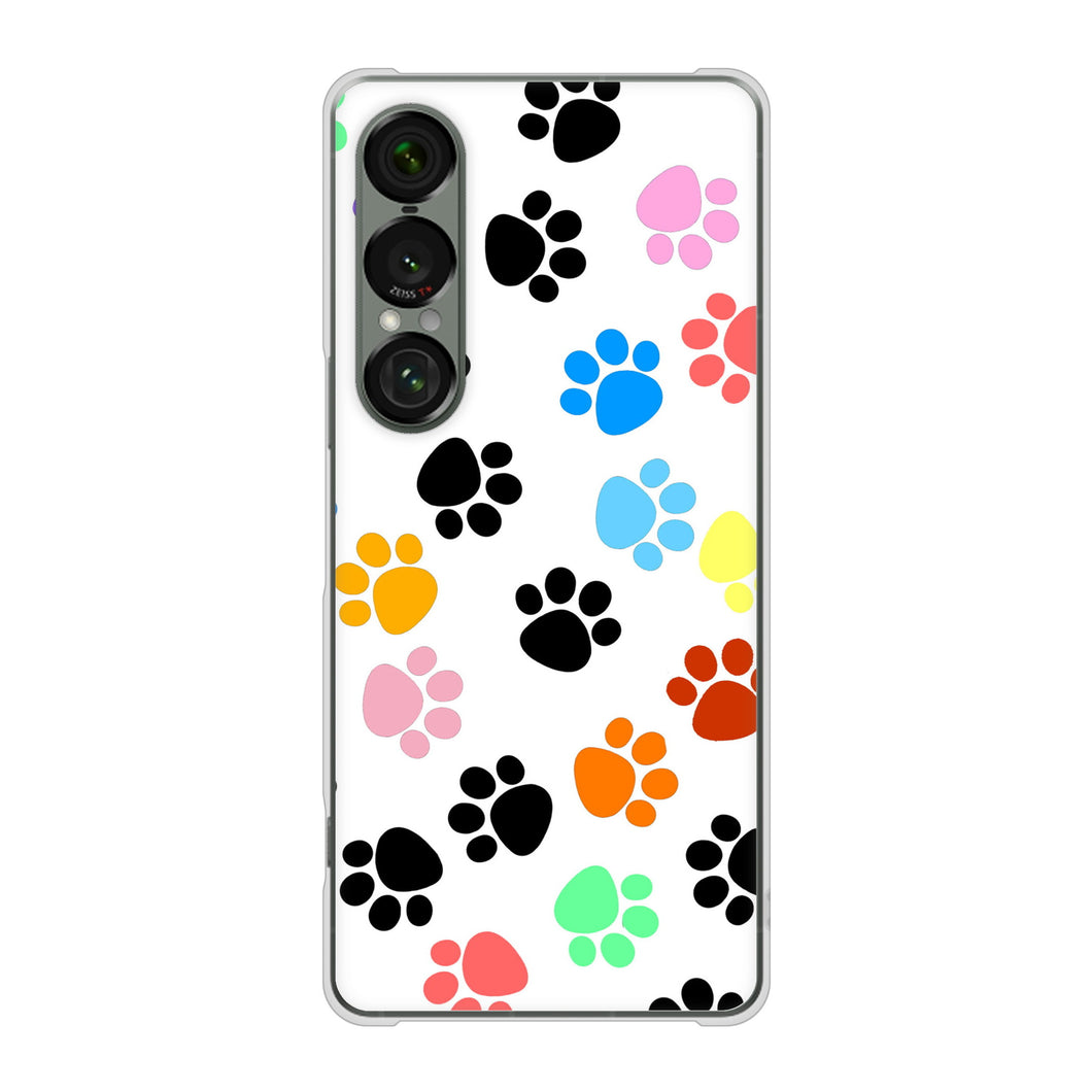 Xperia 1 VII SO-51F docomo 高画質仕上げ 背面印刷 ハードケース 【1108 あしあとカラフル】