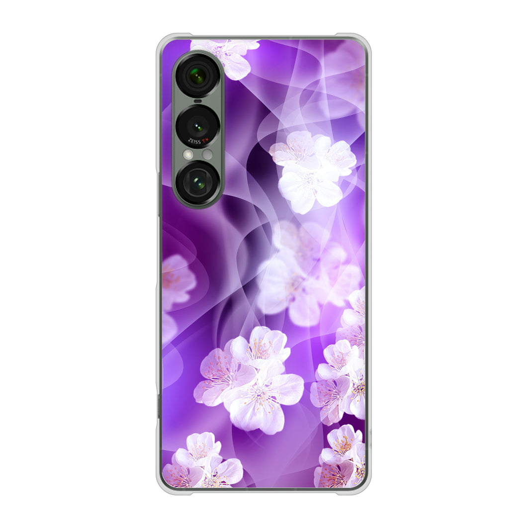 Xperia 1 VII SO-51F docomo 高画質仕上げ 背面印刷 ハードケース 【1211 桜とパープルの風】