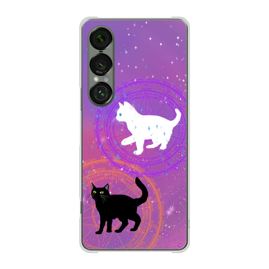 Xperia 1 VII SO-51F docomo 高画質仕上げ 背面印刷 ハードケース魔法陣猫