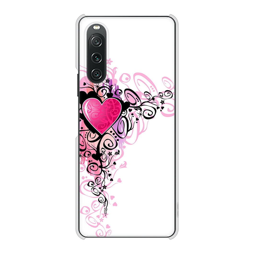 Xperia 10 V SO-52D docomo 高画質仕上げ 背面印刷 ハードケースきらめきハート