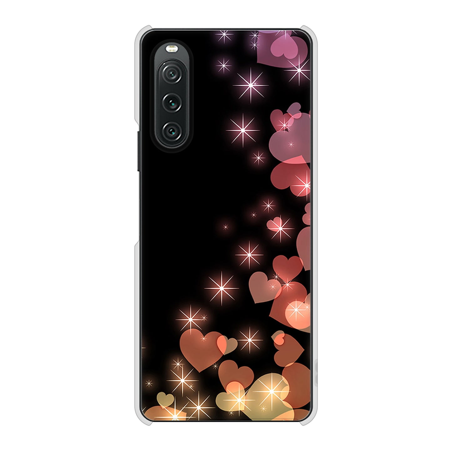 Xperia 10 V SO-52D docomo 高画質仕上げ 背面印刷 ハードケースきらめきハート