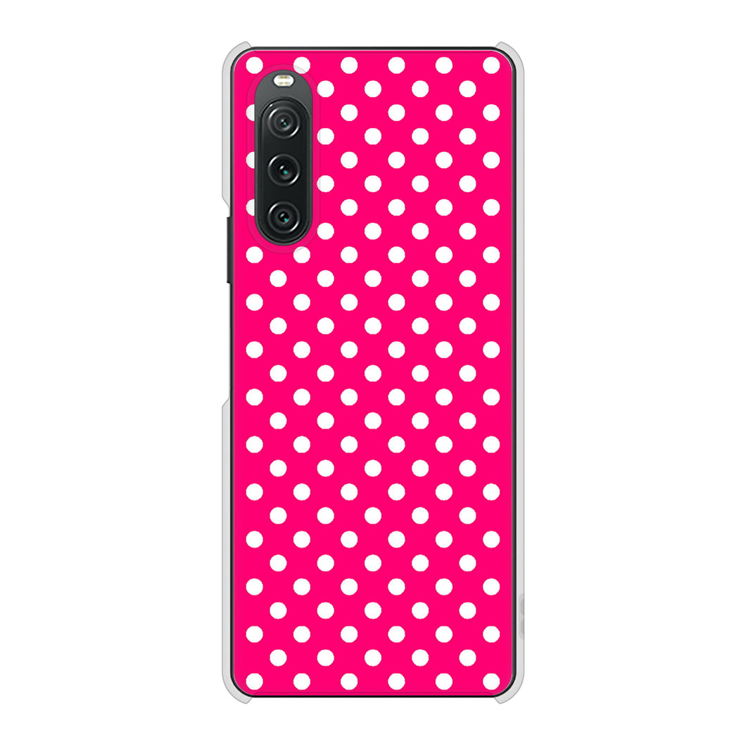 Xperia 10 V SO-52D docomo 高画質仕上げ 背面印刷 ハードケースシンプル柄(水玉)