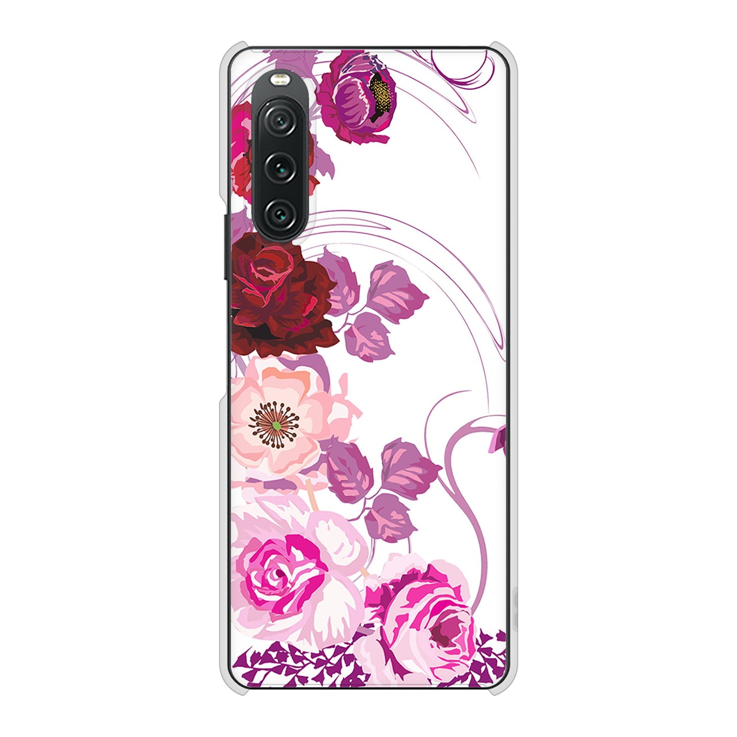 Xperia 10 V SO-52D docomo 高画質仕上げ 背面印刷 ハードケースロマンチックなバラ